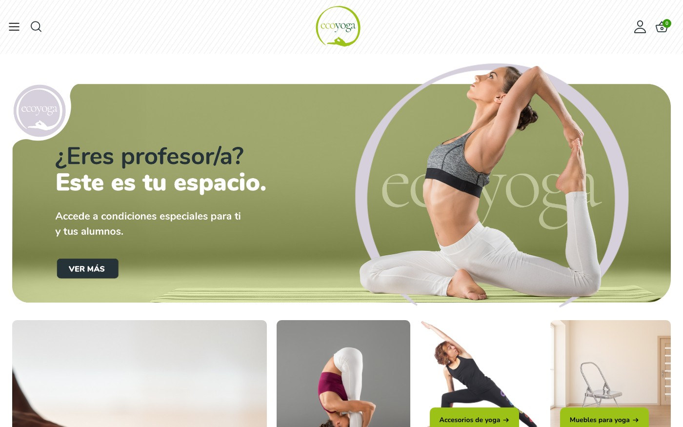 Captura de pantalla de la home de Ecoyoga