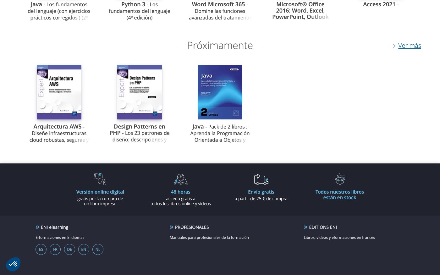Captura limpia de la home oficial de Ediciones ENI