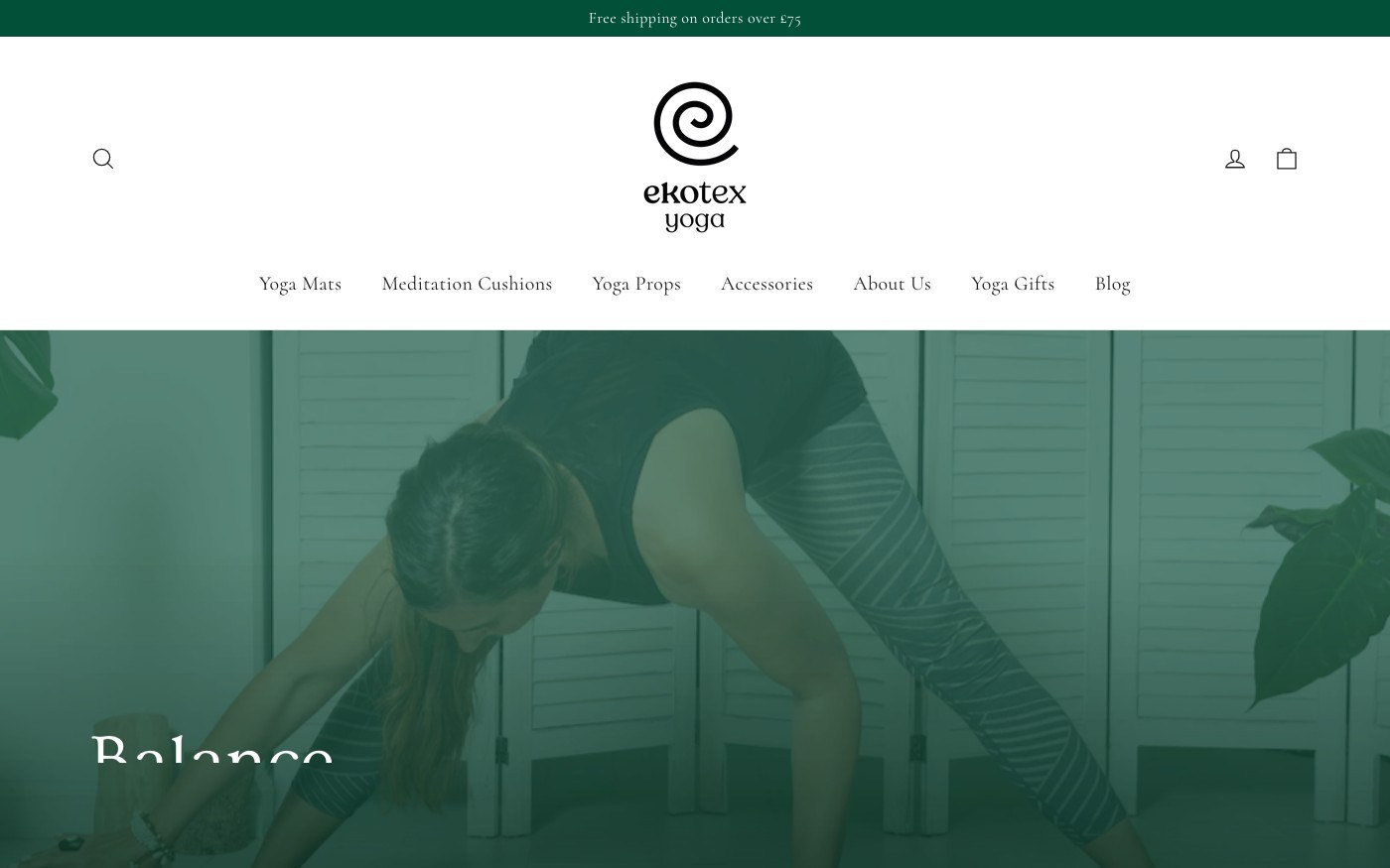 Captura de pantalla de la home de Ekotex Yoga