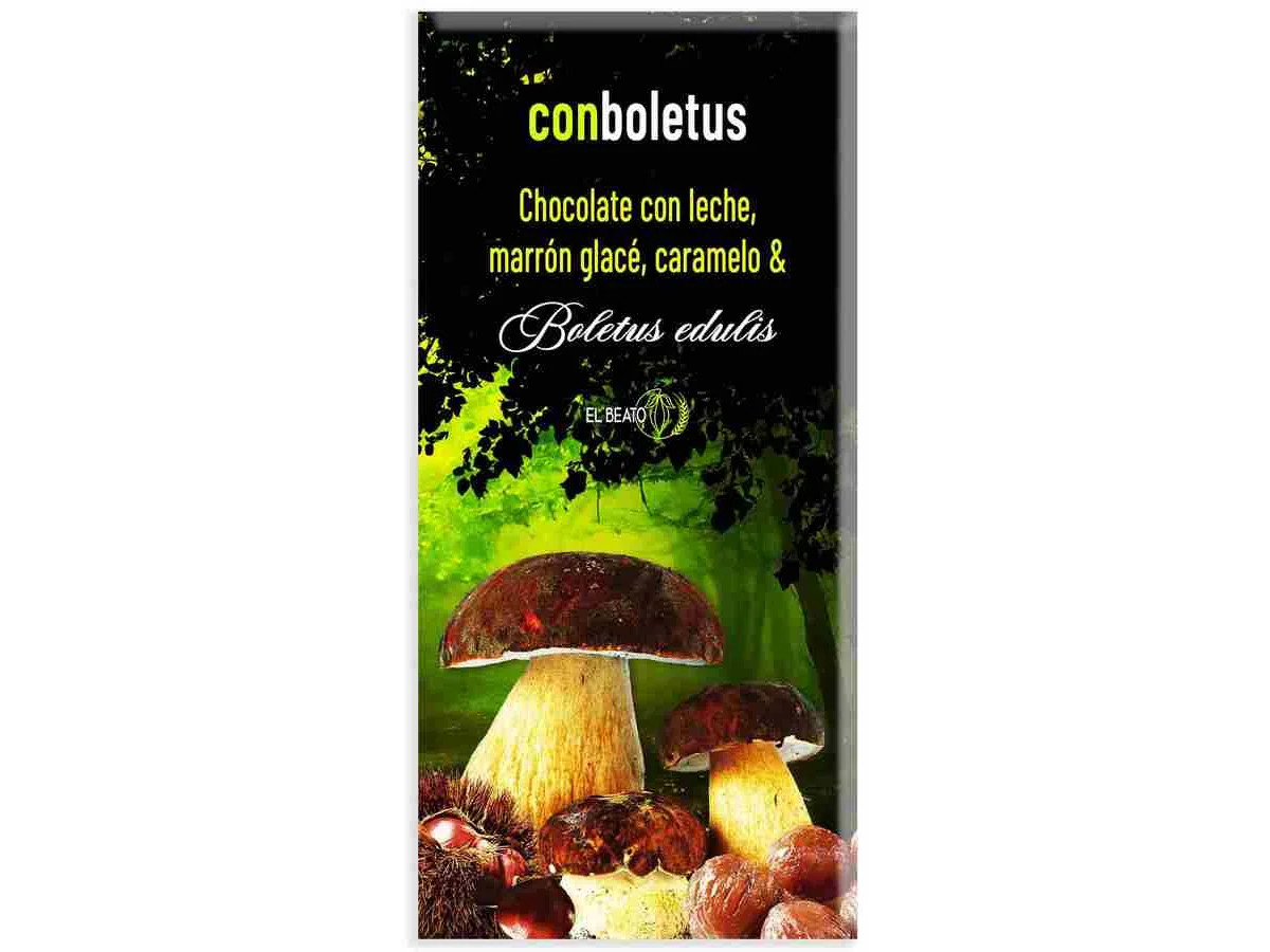 Chocolate con boletus edulis y marrón glacé