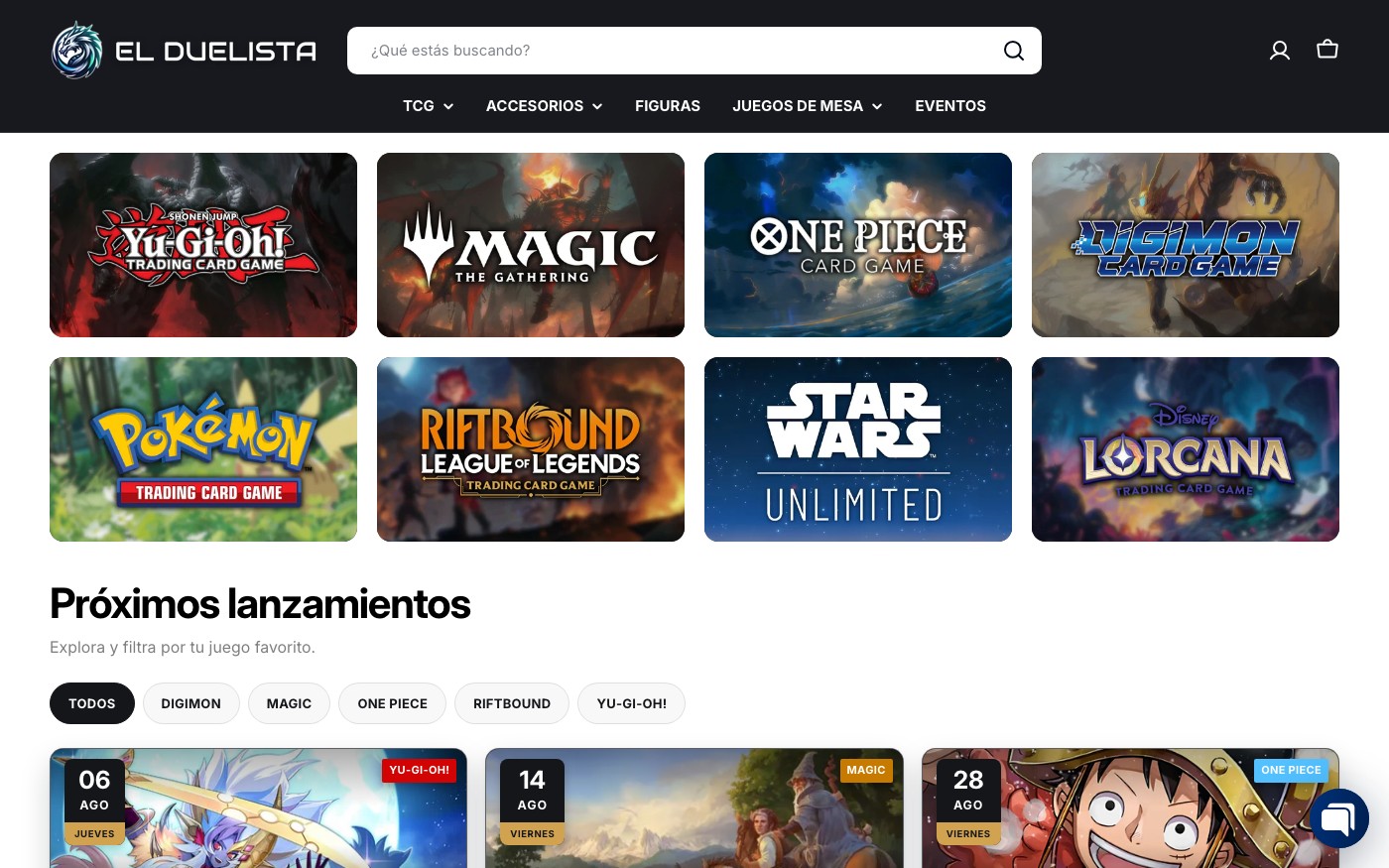 Captura limpia de la home oficial de El Duelista