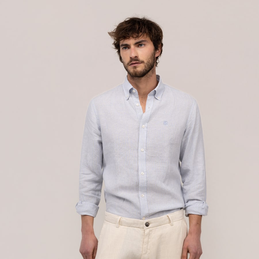 shirt linen Yale button down celeste crudo