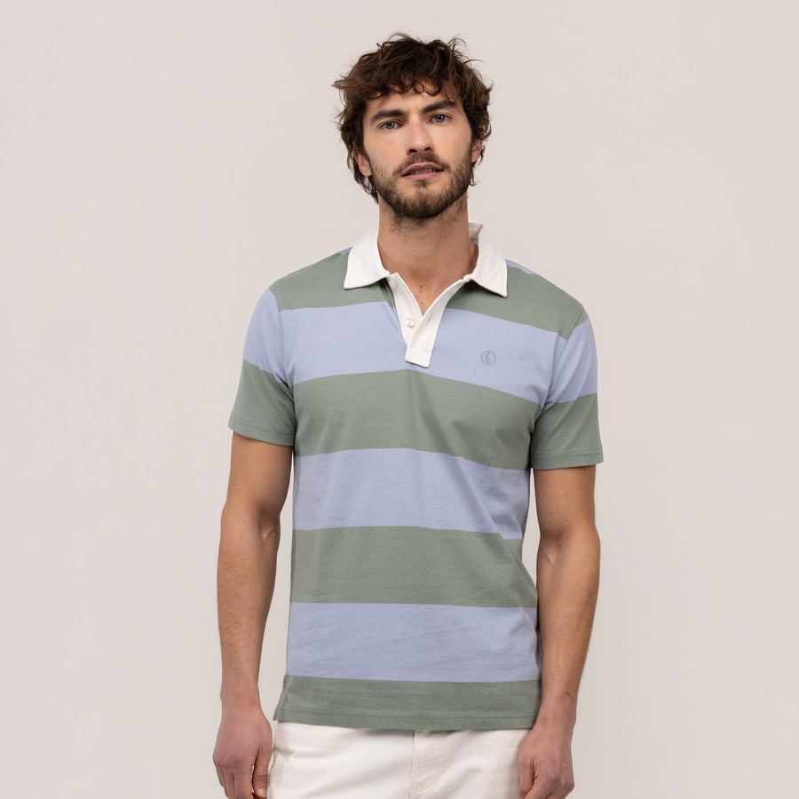 Polo rugby Short sleeve green blue