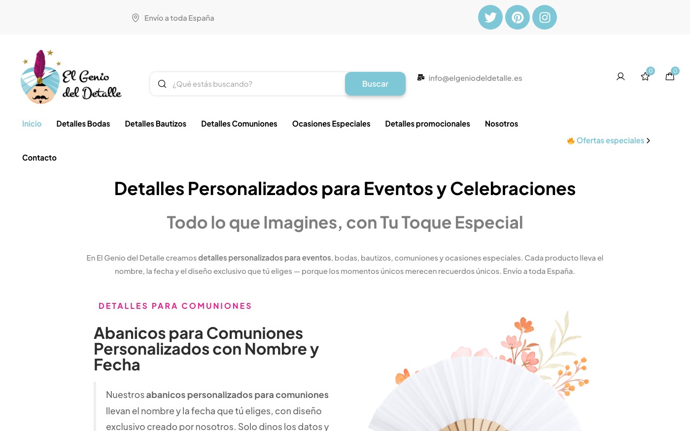 Captura de pantalla de la home de El Genio del Detalle
