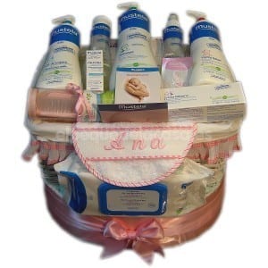 Canastilla Mustela con base lazada de pañales Dodot