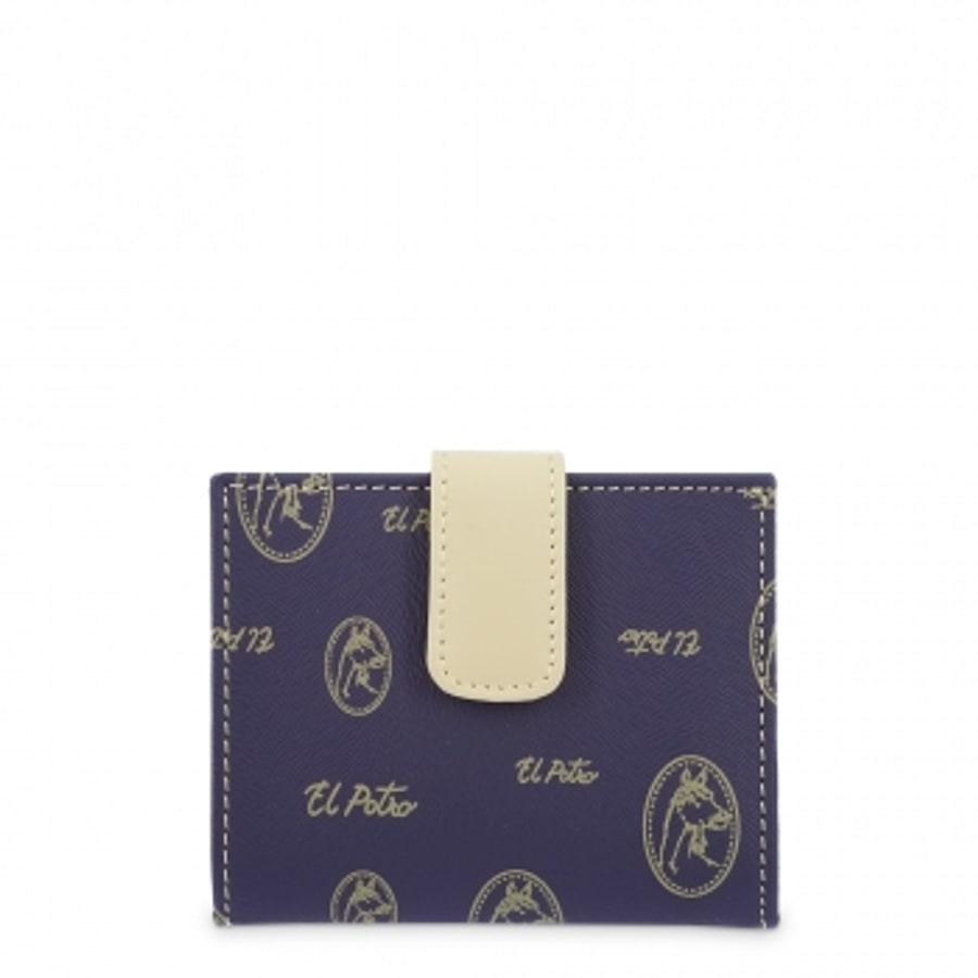 Cartera mujer en lona y piel azul Vintage