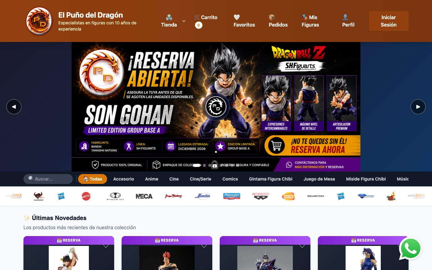 Captura de pantalla de la home de El Puño del Dragón