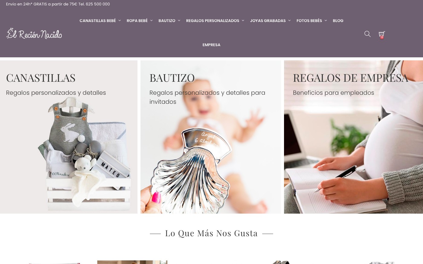 Captura de pantalla de la home de El Recién Nacido