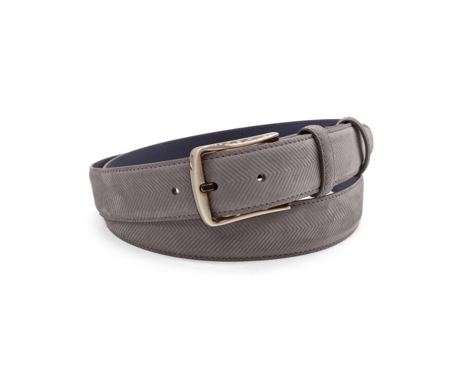 Mole Chevron Textured Nubuck Gunmetal Prong Belt