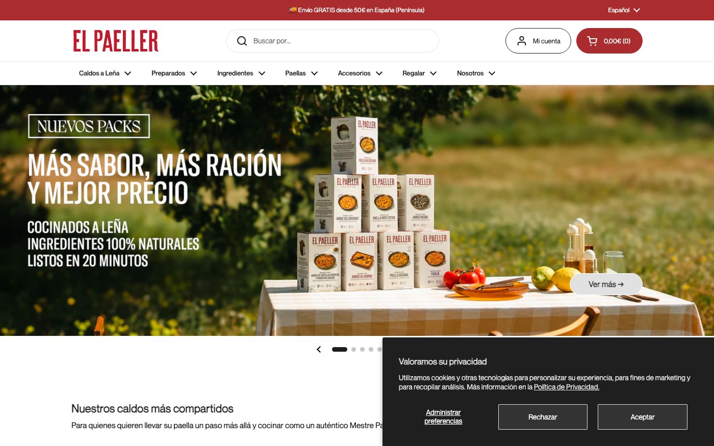 Captura limpia de la home oficial de ElPaeller