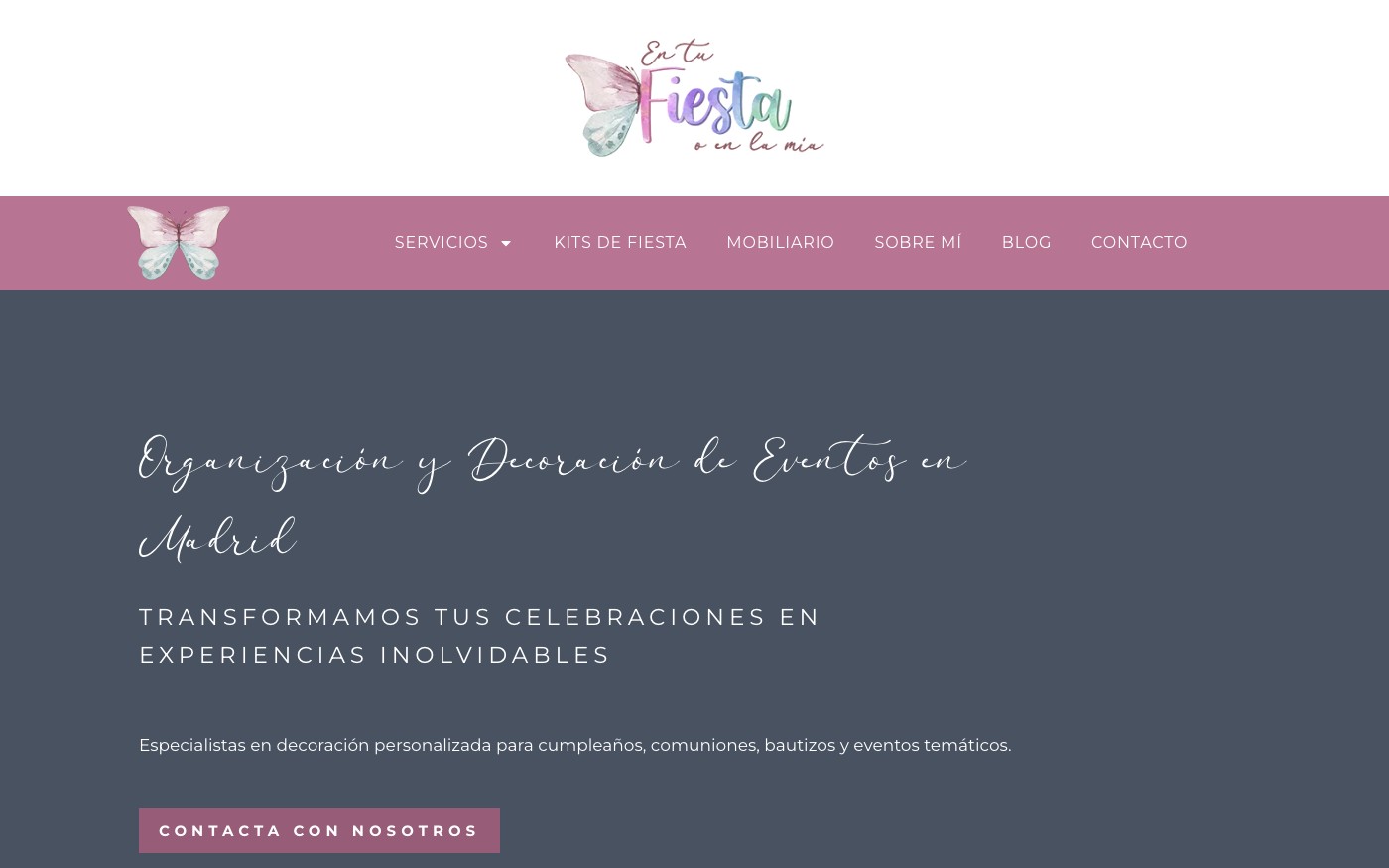 Captura de pantalla de la home de En tu fiesta o en la mía