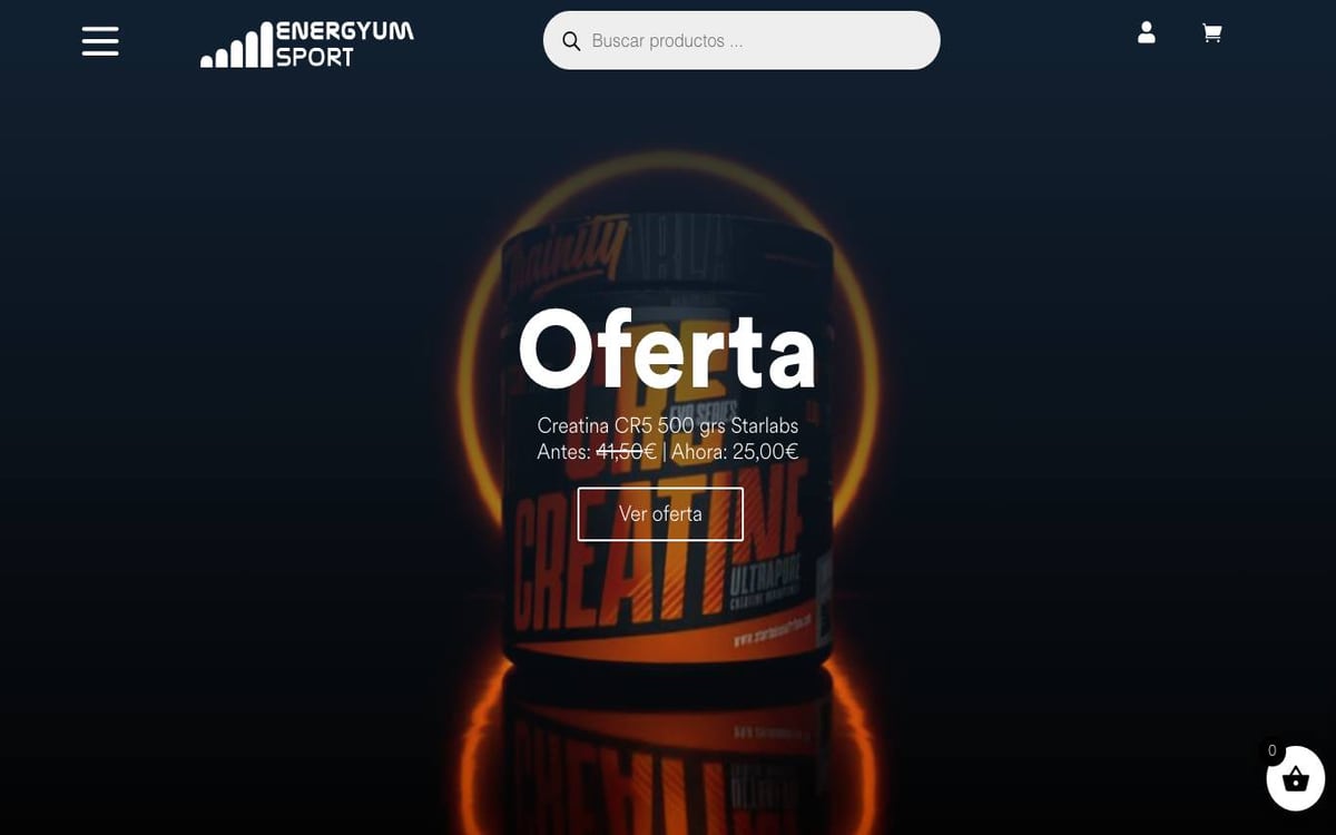 Captura limpia de la home oficial de Energyum Sport