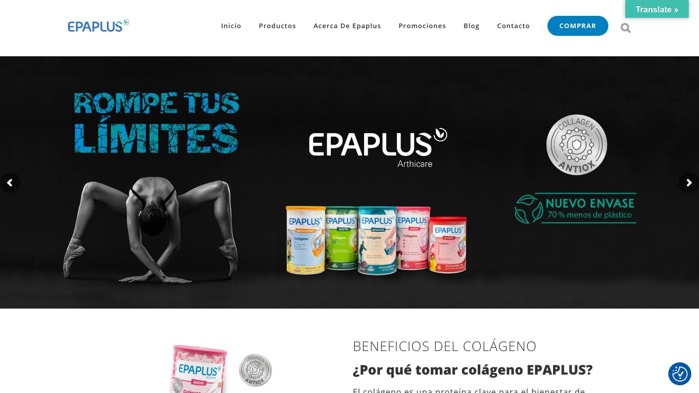 Captura de pantalla de la home de EPAPLUS