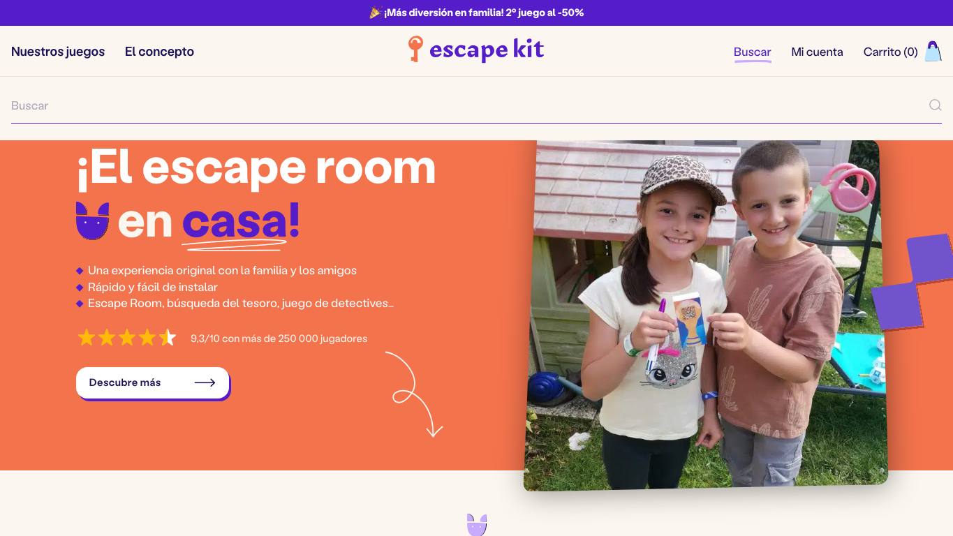 Captura limpia de la home oficial de Escape Kit