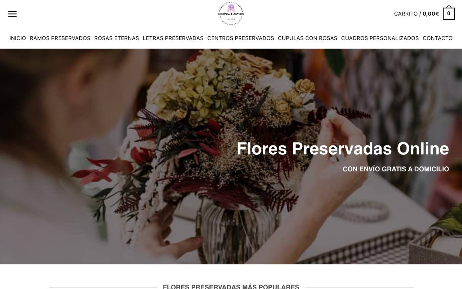 Captura limpia de la home oficial de Eternal Flower Shop