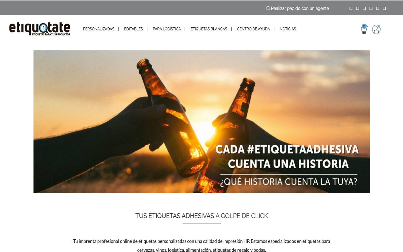 Captura de pantalla de la home de Etiquétate