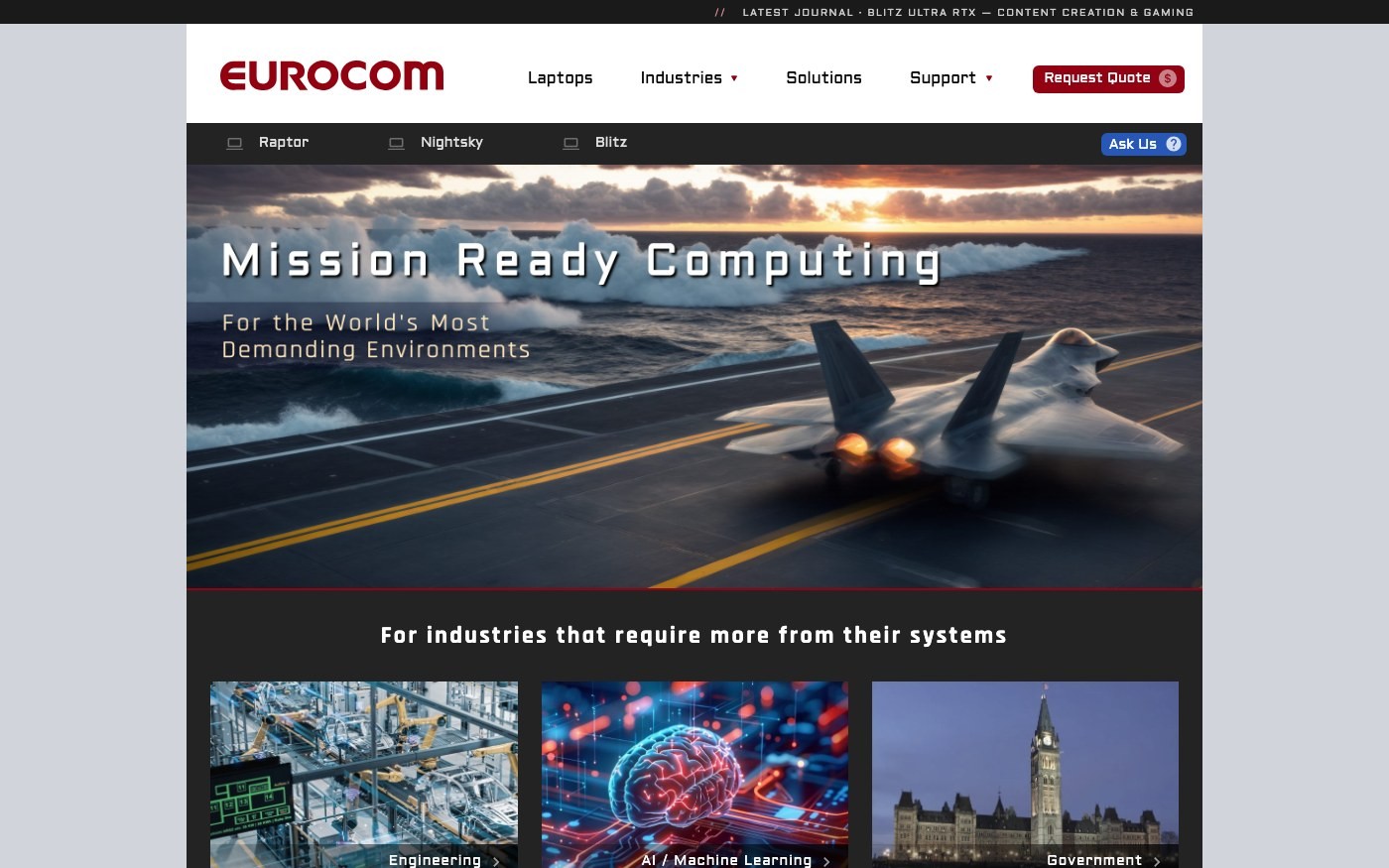 Captura de pantalla de la home de Eurocom