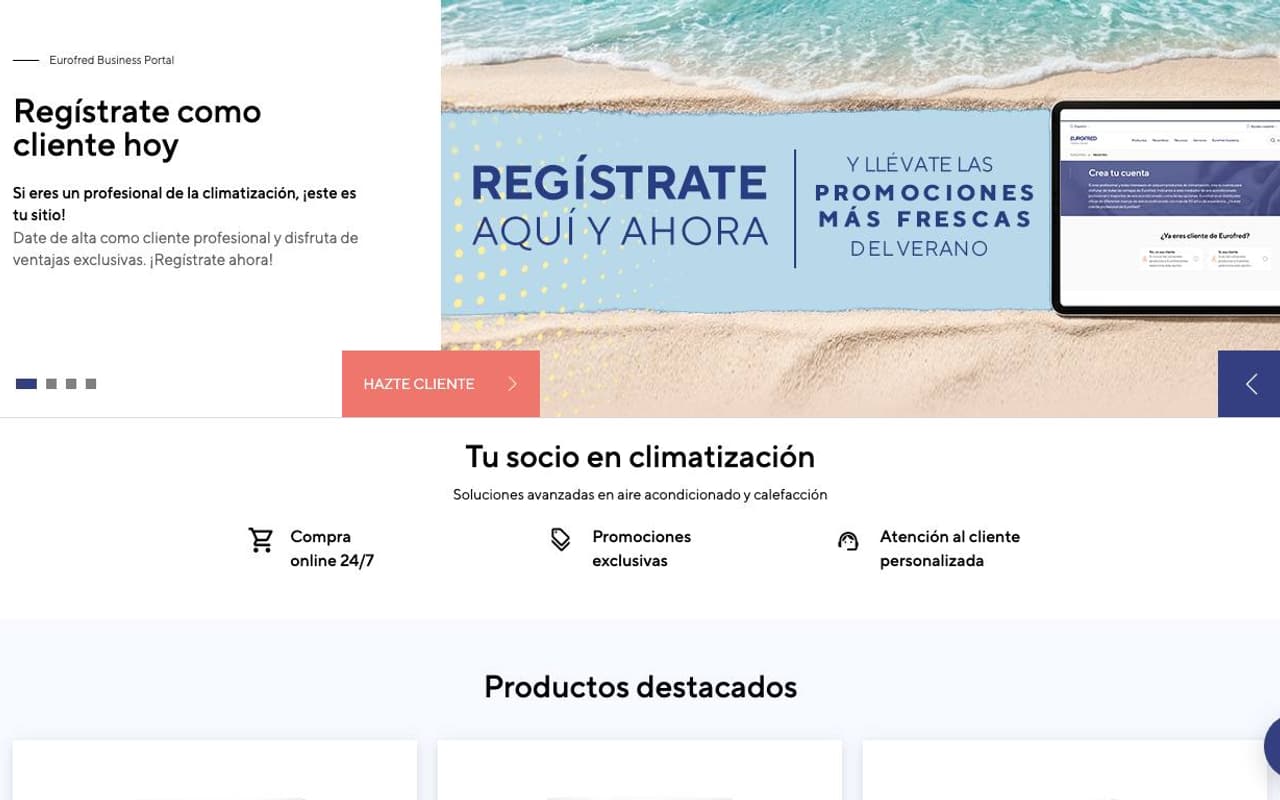 Captura limpia de la home oficial de Eurofred