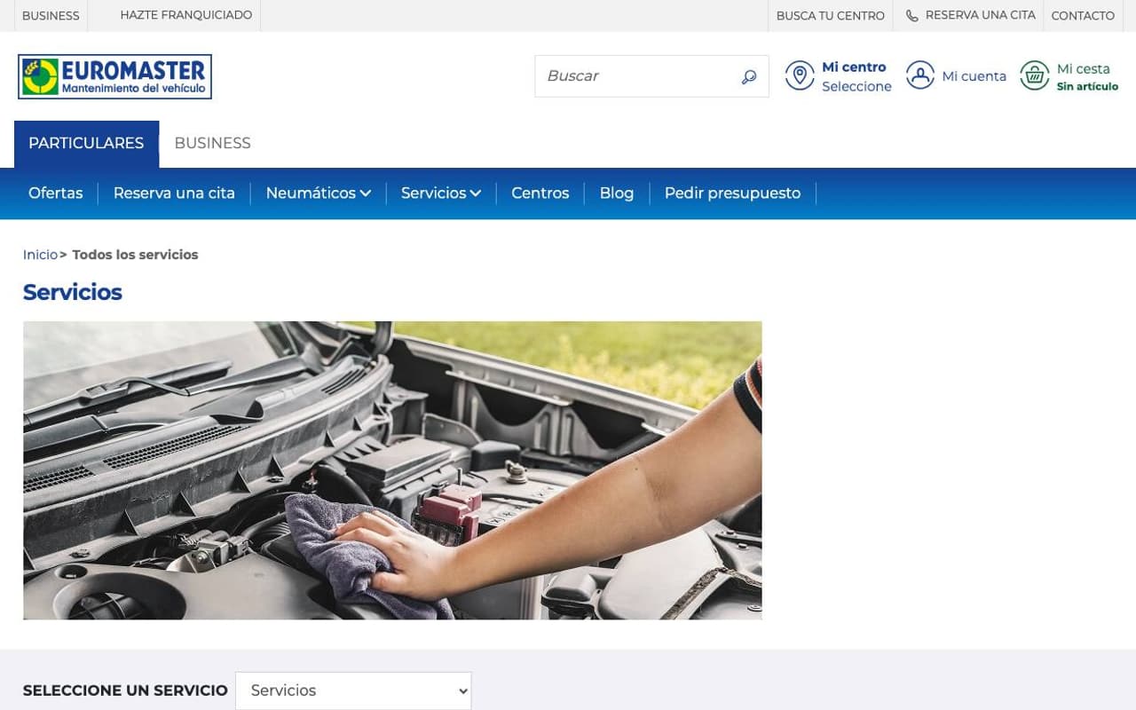 Captura limpia de la home oficial de Euromaster