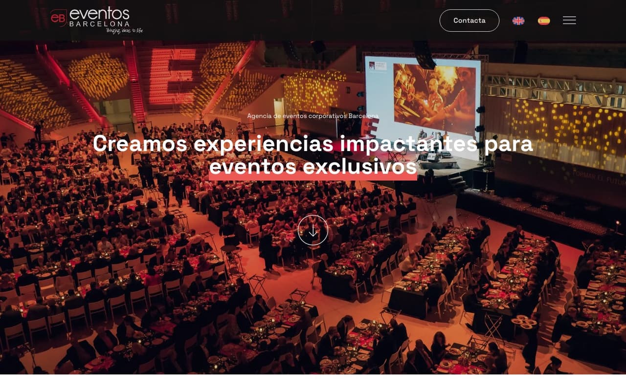Portada limpia de la web oficial de Eventos Barcelona