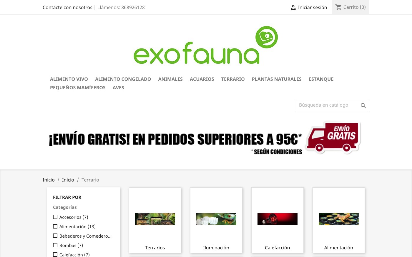 Captura limpia de la home oficial de Exofauna