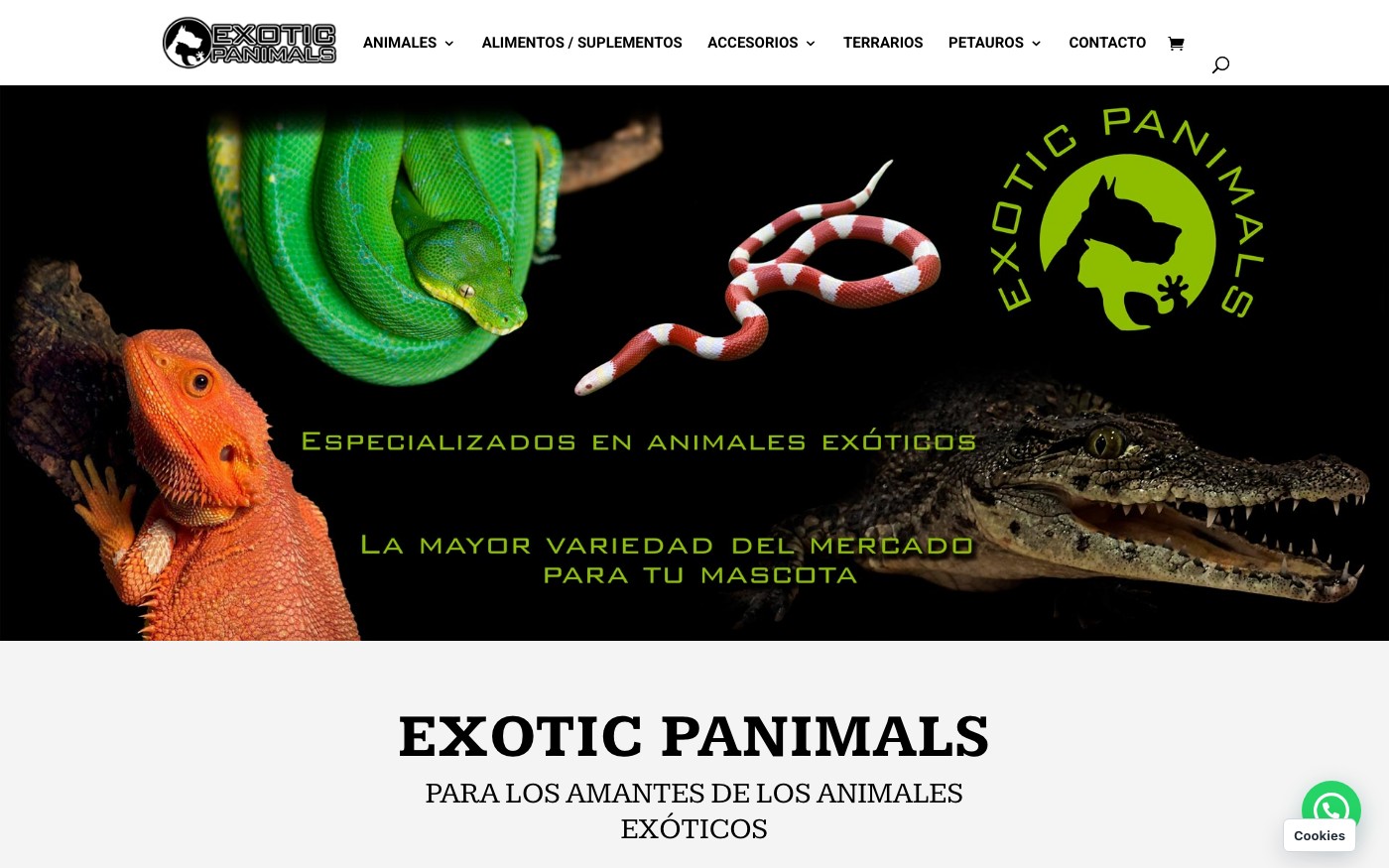 Captura limpia de la home oficial de Exotic P Animals