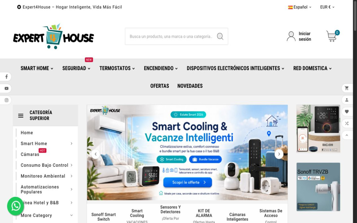 Captura de pantalla de la home de Expert4House