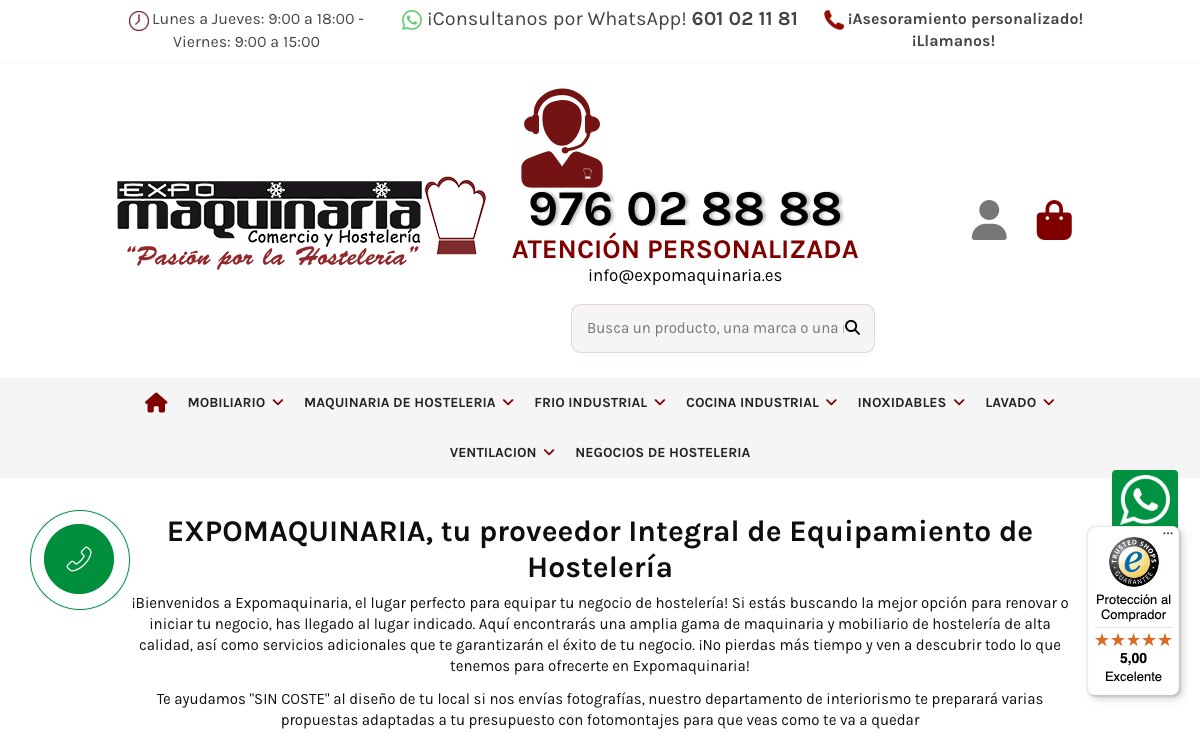 Captura limpia de la home oficial de Expomaquinaria