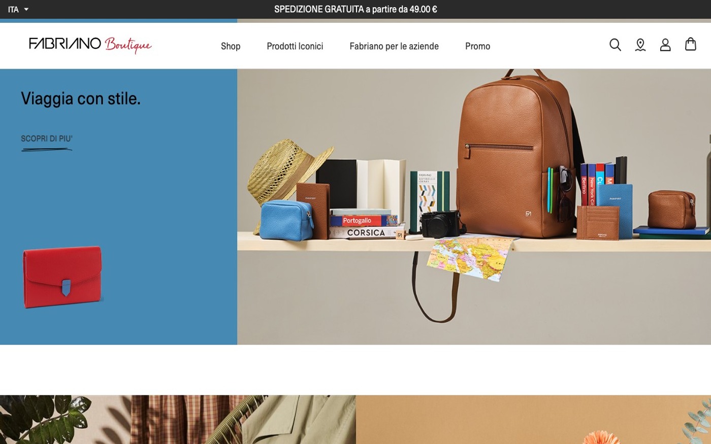 Captura de pantalla de la home de Fabriano Boutique