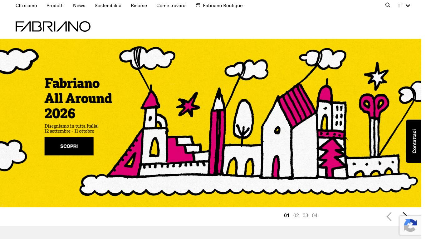 Captura de pantalla de la home de Fabriano