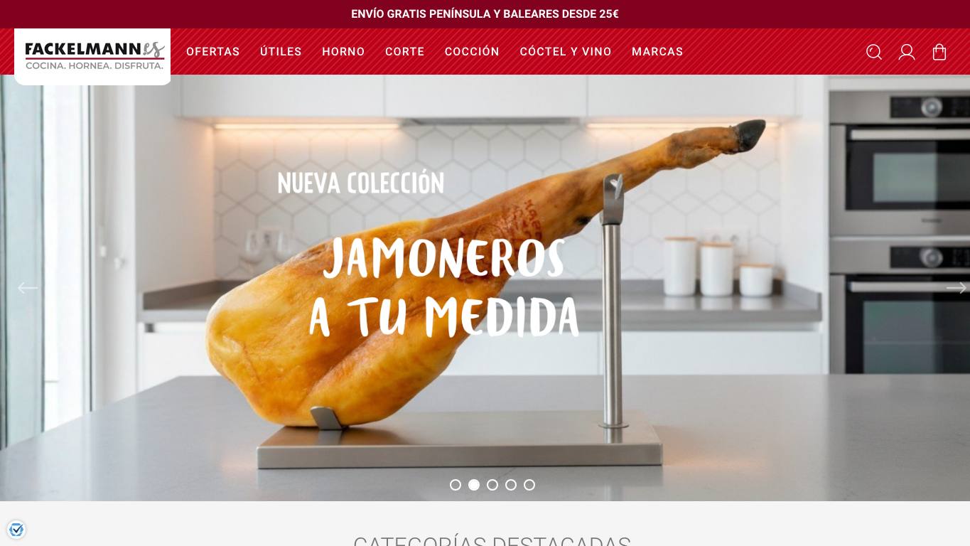 Captura limpia de la home oficial de Fackelmann