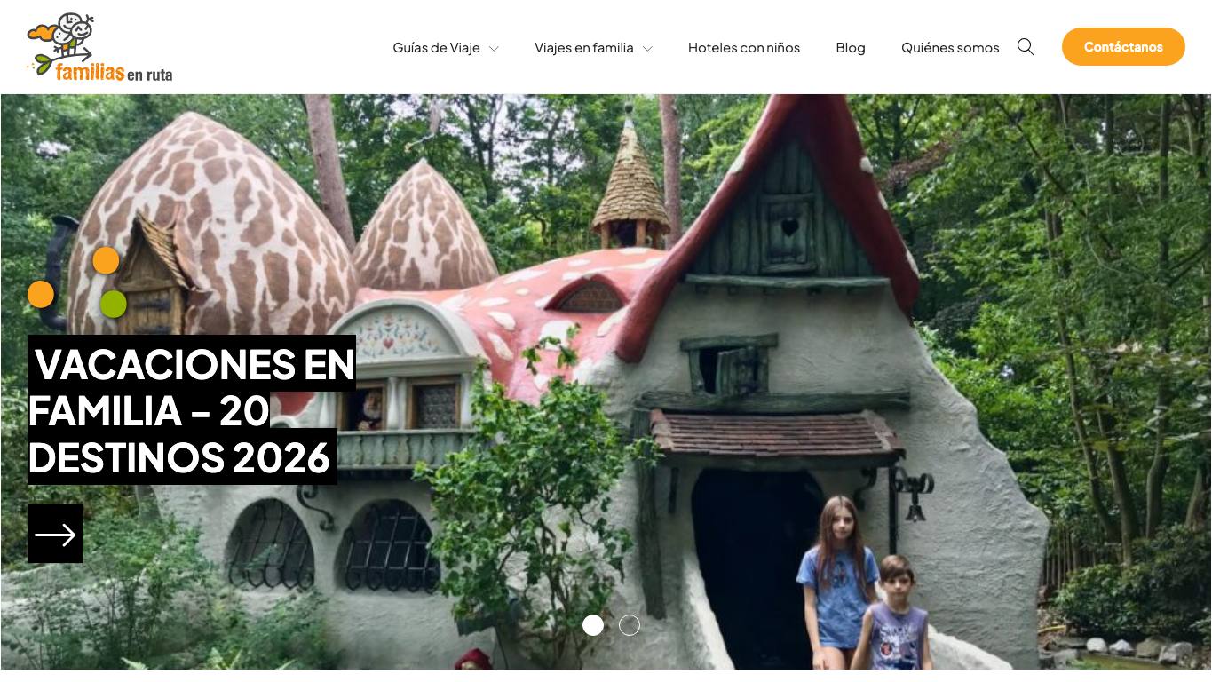 Captura de pantalla de la home de Familias en Ruta