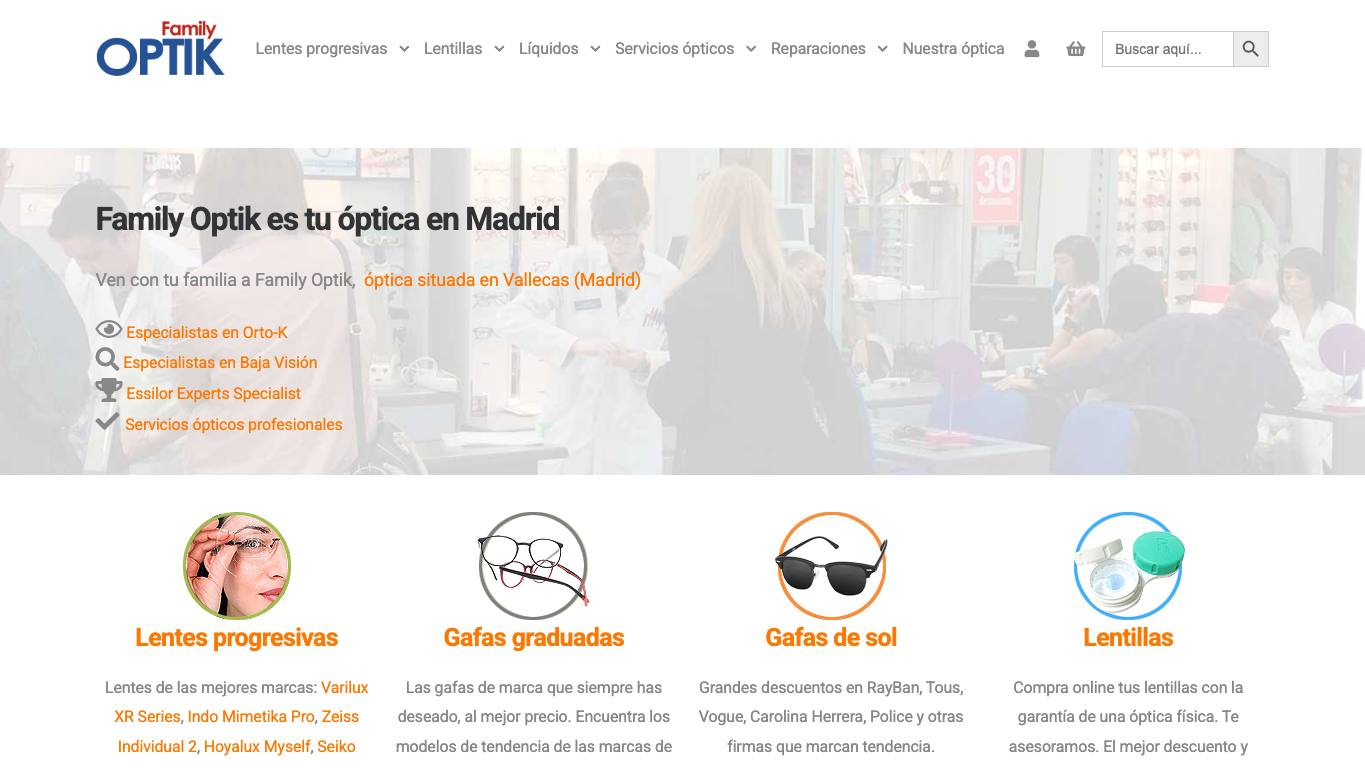Captura limpia de la home oficial de Family Optik