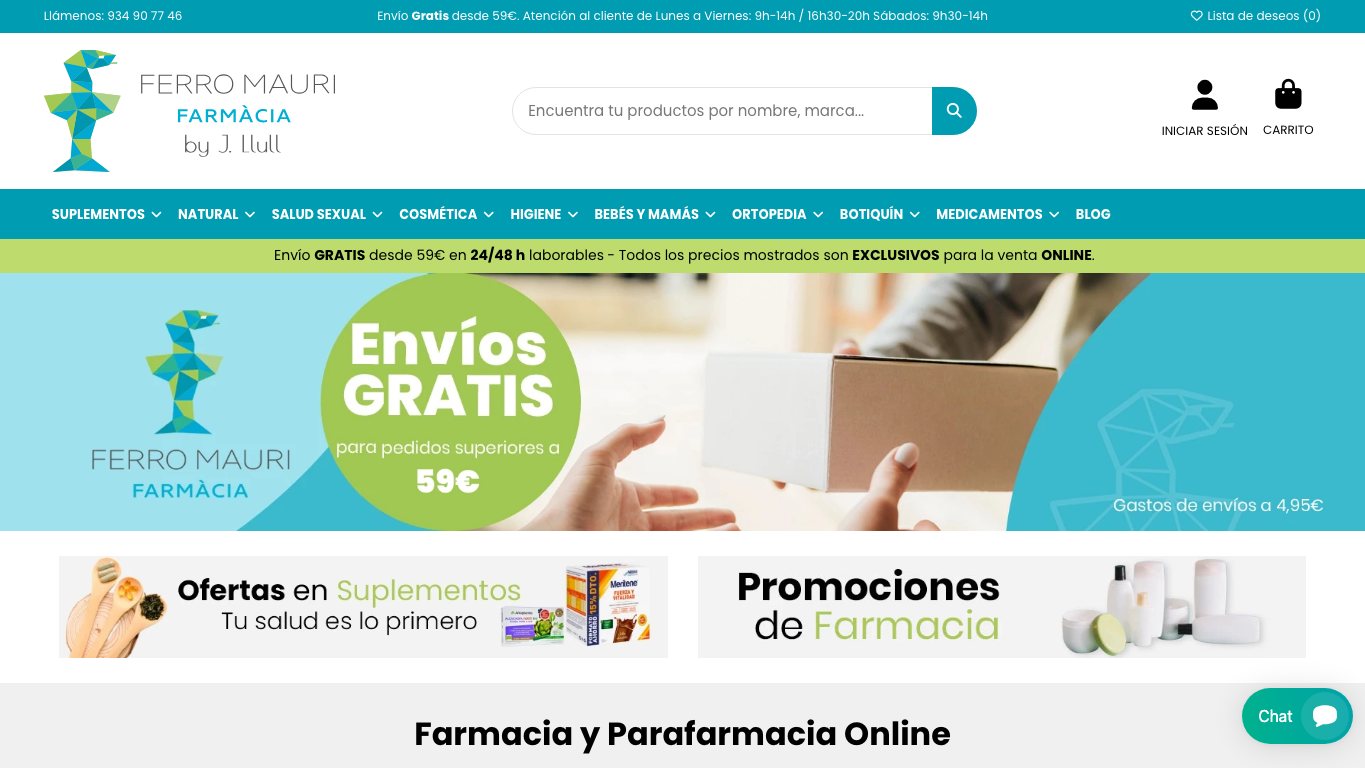 Página principal de Farmacia Ferro Mauri