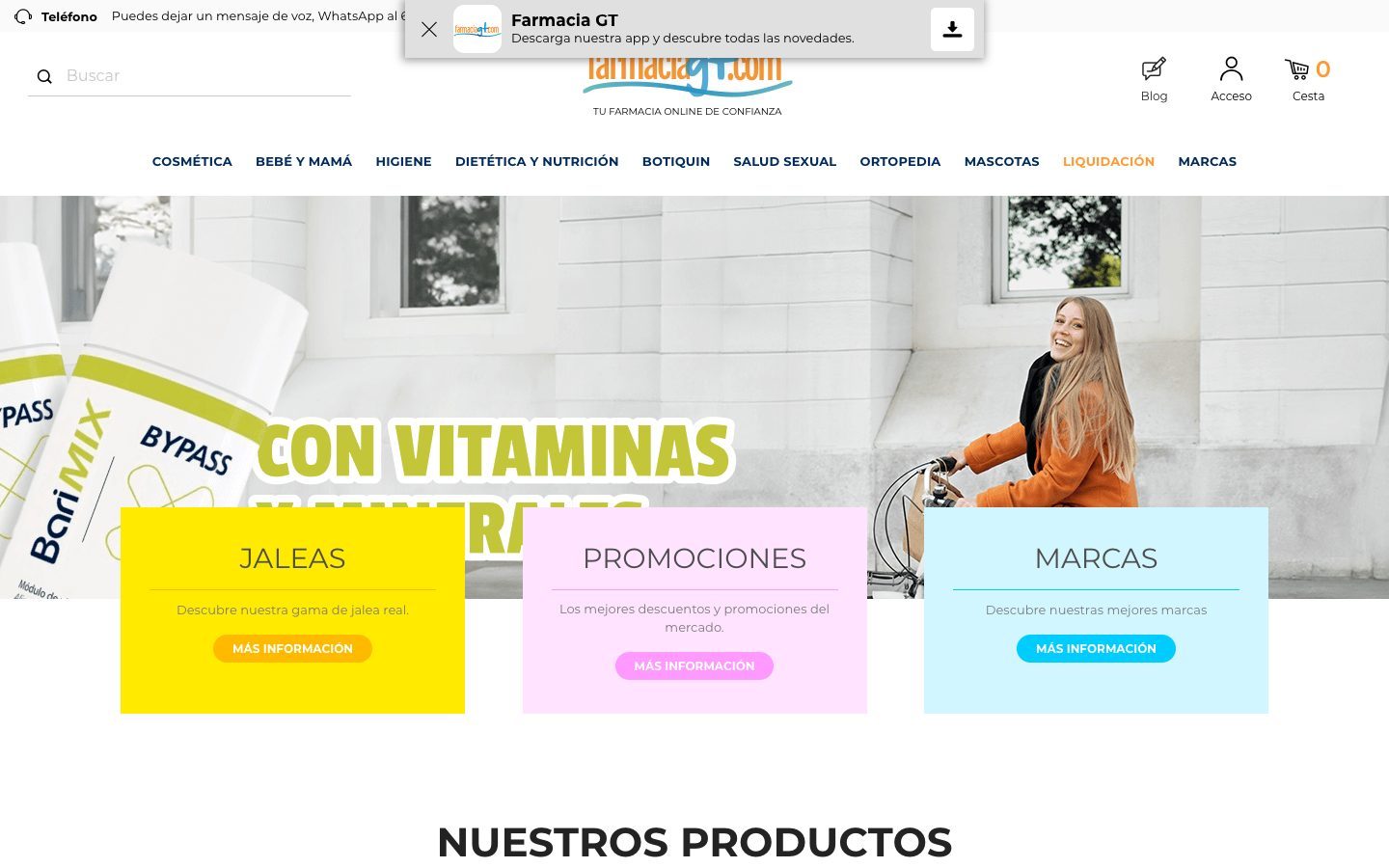 Captura limpia de la home de Farmacia GT