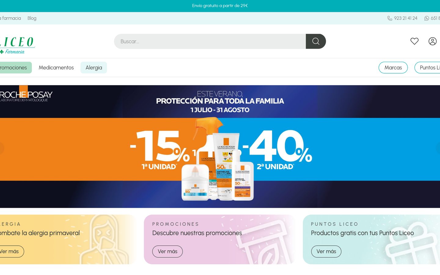 Captura limpia de la home de Farmacia Liceo
