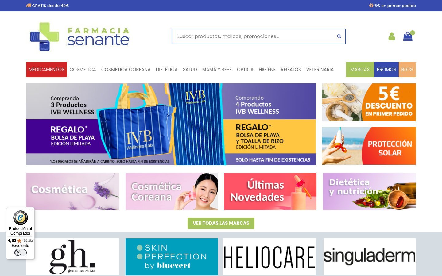 Captura limpia de la home de Farmacia Senante