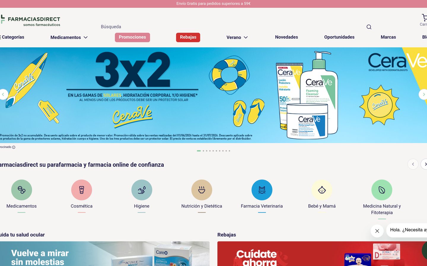 Captura limpia de la home de Farmaciasdirect