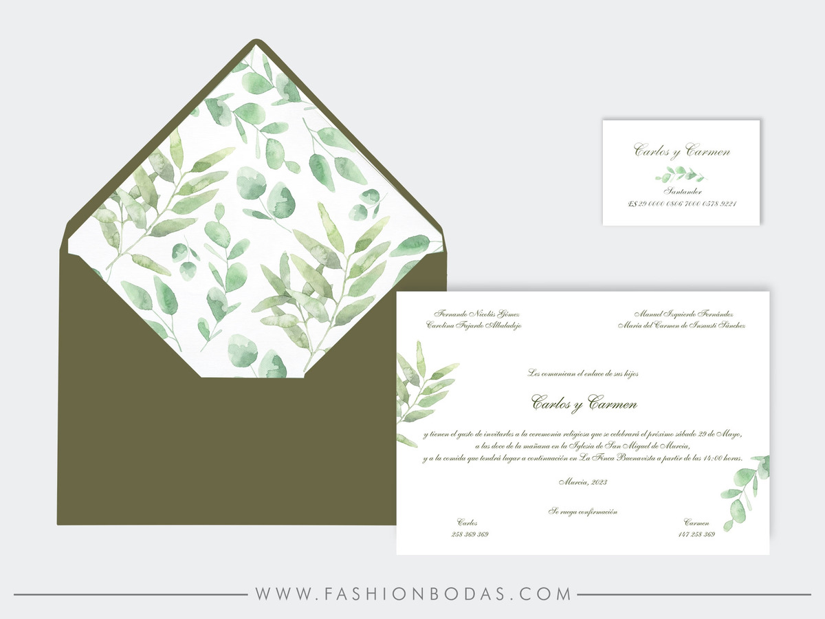 Invitación natural de hojas