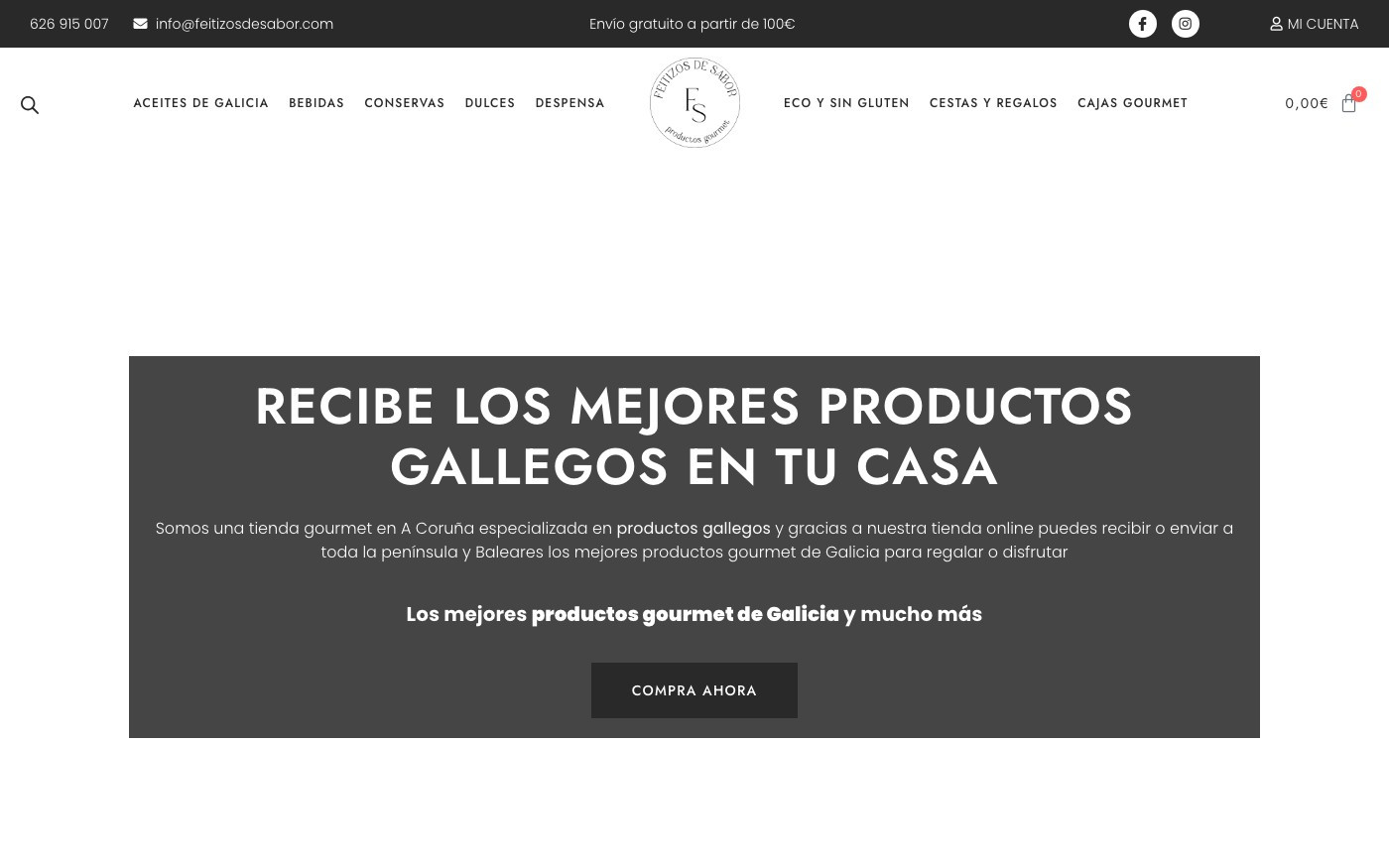 Captura limpia de la home oficial de Feitizos de Sabor