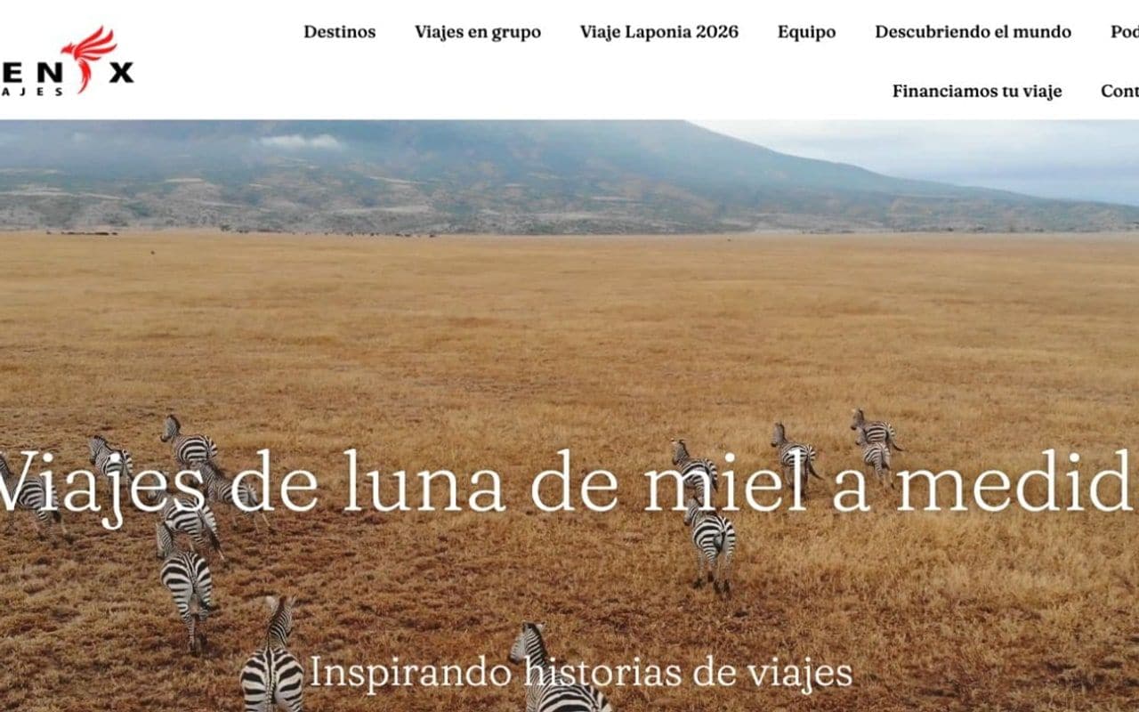 Captura de pantalla de la home de Fénix Viajes