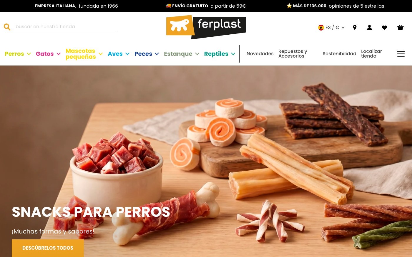 Captura de pantalla de la home de Ferplast