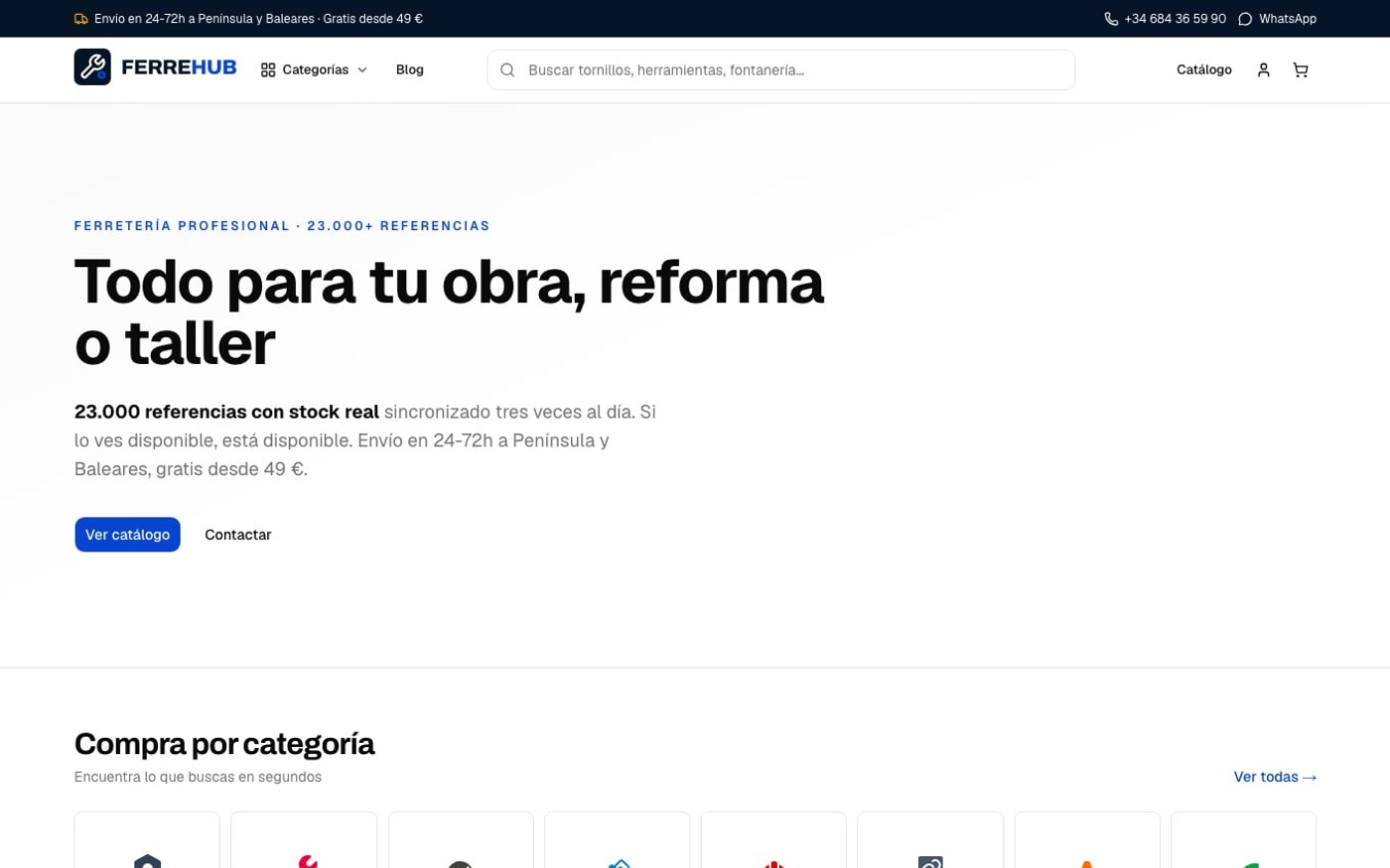 Captura limpia de la home oficial de Ferrehub