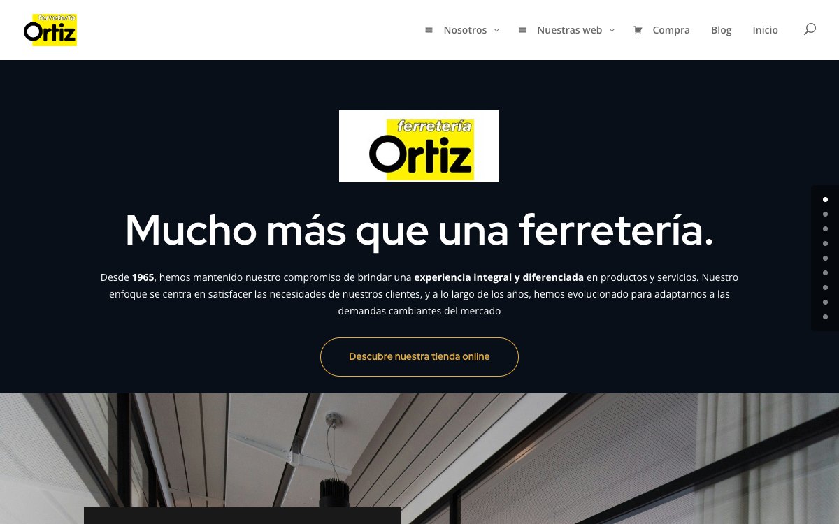 Captura de pantalla de la home de Ferretería Ortiz