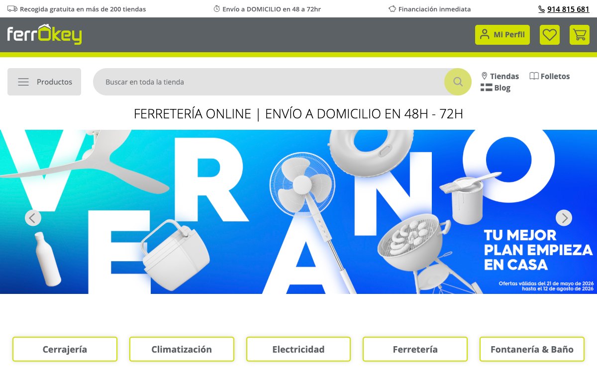Captura limpia de la home oficial de FerrOkey