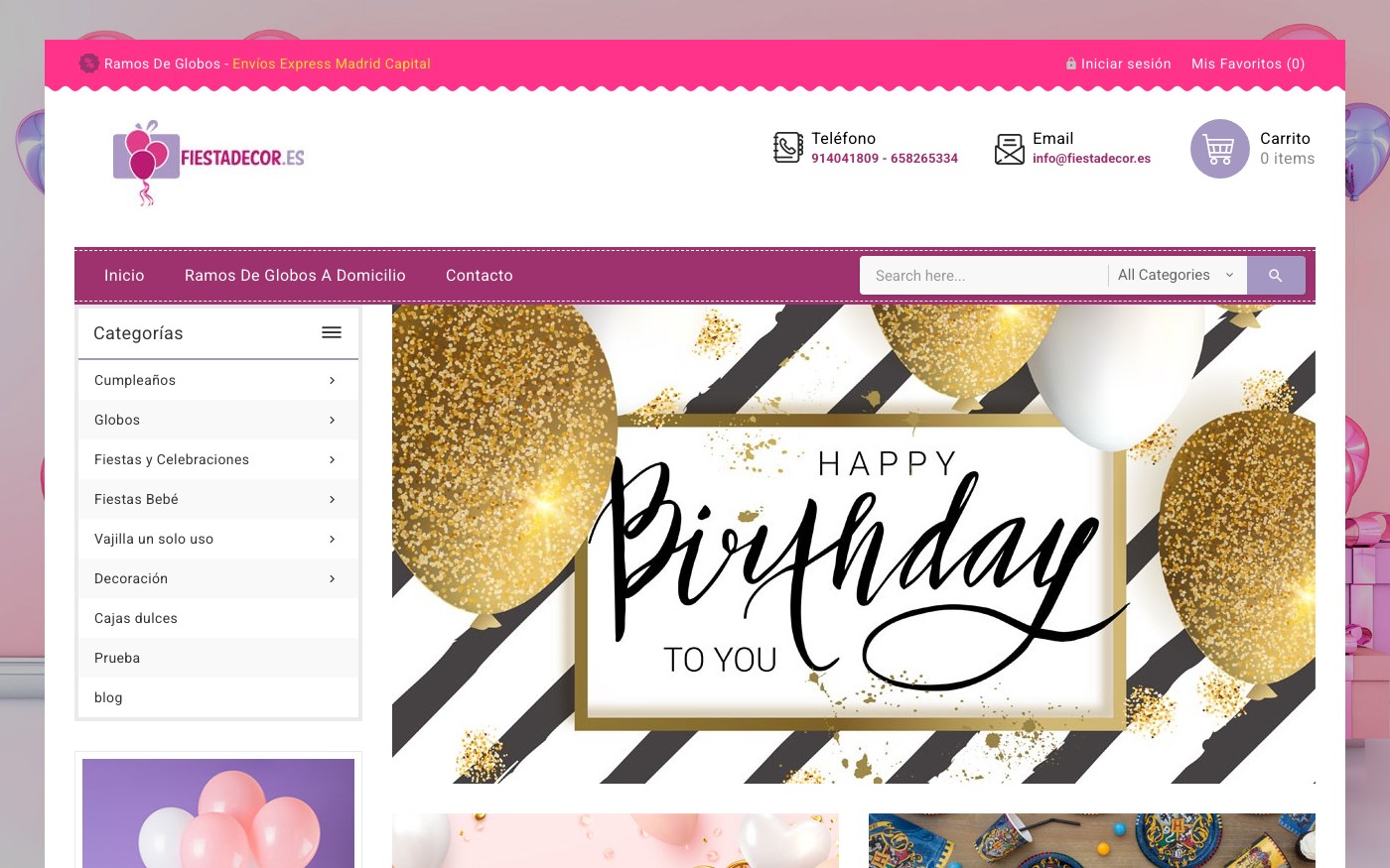 Captura limpia de la home oficial de FiestaDecor