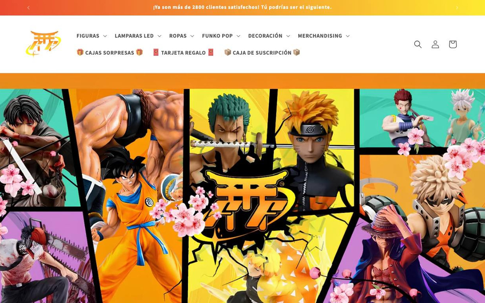 Captura limpia de la página de inicio de Figuras Anime España