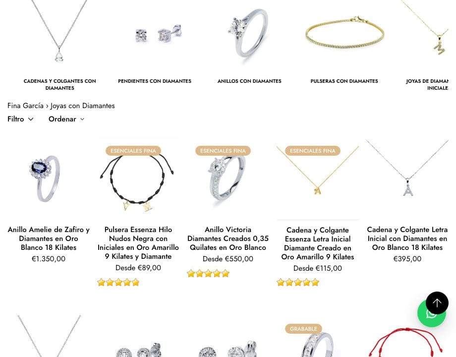 Joyas con diamantes Fina García