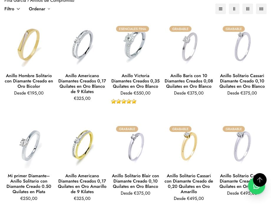 Anillos de compromiso con diamantes