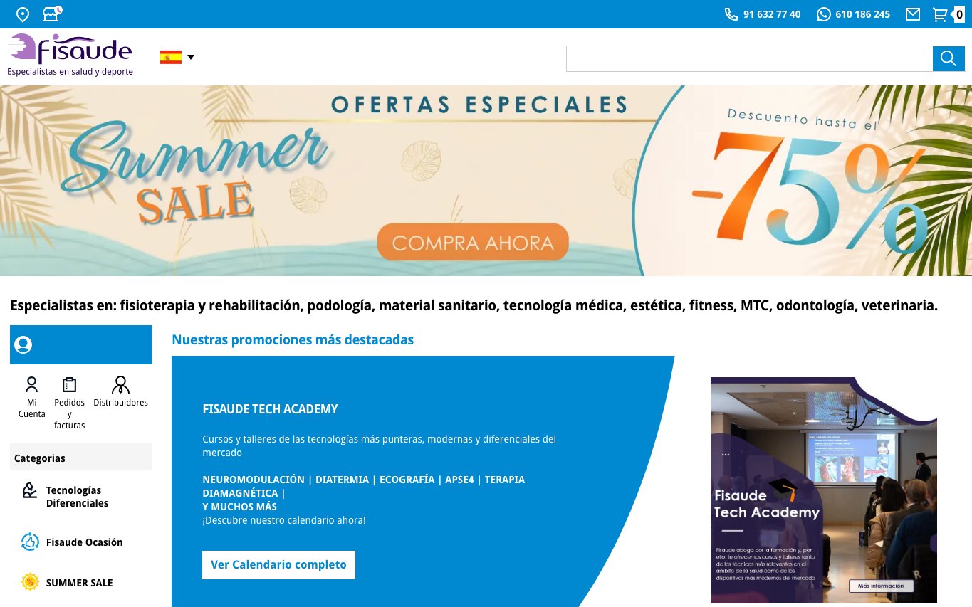 Captura de pantalla de la home de Fisaude